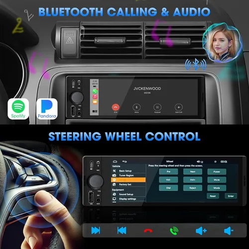 Vista 4 de Estéreo de CarPlay de un solo DIN: Radio con pantalla táctil automática Android para autos clásicos Pantalla IPS de 6,5 pulgadas Navegación