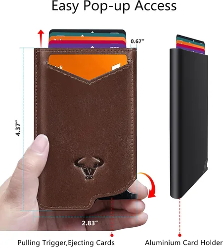 Vista 2 de Bigant Cartera delgada para hombre, cartera de aluminio con clip para dinero, 8 tarjetas, bloqueo RFID