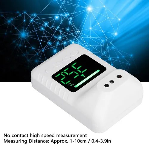 Vista 2 de Termómetro infrarrojo para la frente montado en la pared, termómetro digital de pared no electrónico, carga USB o funciona con pilas, termómetro