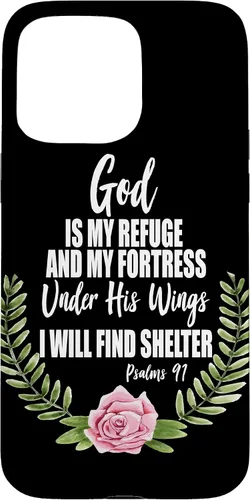 Vista 31 de God is My Refuge Christian Bible Psalms 91 Floral Case for iPhone 17