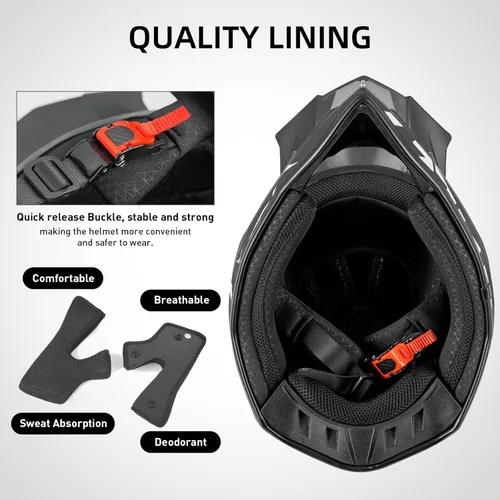 Vista 4 de SPARK Casco de motocross y ATV para adultos, casco de motocross certificado por DOT con liberación rápida, diseño ligero todoterreno para motocross