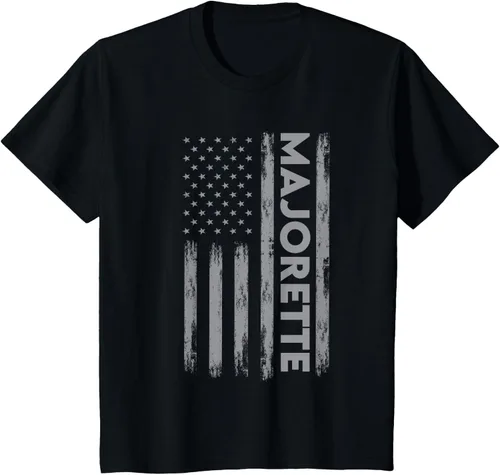 Vista 35 de Great Majorette - Camiseta de bastón giratorio con diseño de bandera de Estados Unidos, Negro, S
