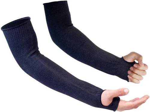 Vista 8 de 5 pares de mangas protectoras para brazos, protección de nivel 5 resistente a cortes con orificio para el pulgar (negro)