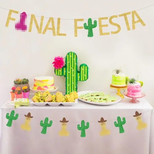 Vista 5 de Cartel de fiesta de despedida de soltera, divertida guirnalda de cactus para decoraciones de despedida de soltera mexicana, compromiso de cactus
