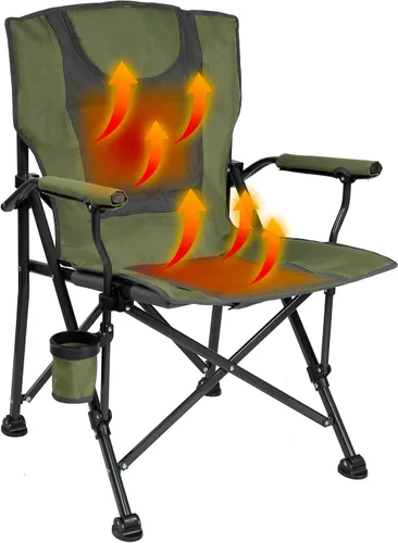 Vista 9 de Backyard Expressions - Silla de campamento portátil con calefacción de lujo, azul/gris, ideal para camping, deportes y playa