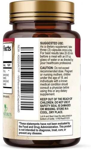 Vista 8 de Suplemento de resveratrol – 1800 mg por porción mezcla de resveratrol extra fuerte – Mezcla antioxidante para un envejecimiento saludable, salud