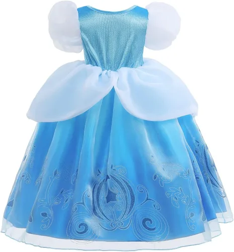 Vista 10 de Vestido de Cenicienta para niñas, disfraz de princesa para Halloween, cosplay, cumpleaños, concurso, Navidad, fiesta de noche
