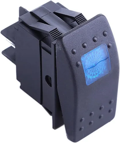 Vista 3 de Switch cambiador de lámpara con luz LED azul. Bote marino 76719 de E Support. 4 paquetes de 5 pines, Azul Interruptores basculantes con botón