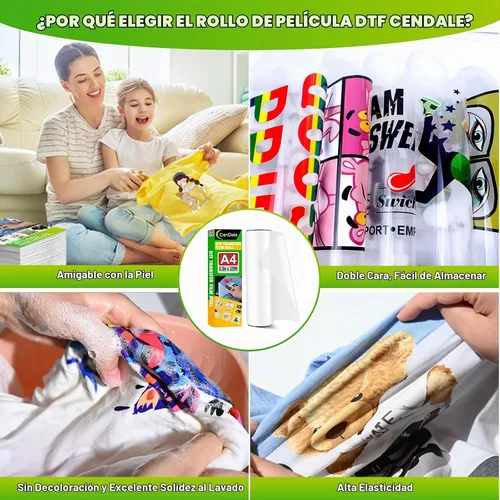 Vista 6 de CenDale Rollo de película de transferencia DTF de 8.3 pulgadas x 328 pies - Rollo de película DTF A4 mate para impresora DTF, película de rollo DTF