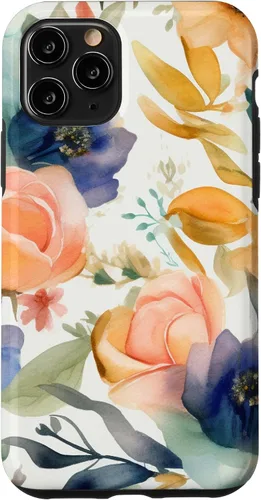 Vista 13 de iPhone 12 mini lindo pastel floral acuarela rosa azul mujeres patrón flor caso