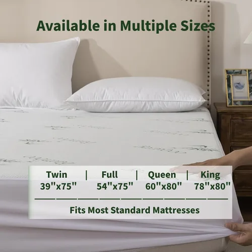 Vista 7 de WhatsBedding Funda de colchón tamaño matrimonial (solo funda), viscosa transpirable hecha de bambú, protector de colchón Verde