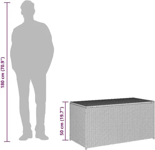 Vista 4 de vidaXL Caja de almacenamiento para patio: almacenamiento de artículos de jardín de ratán de polietileno duradero, marco de acero con recubrimiento