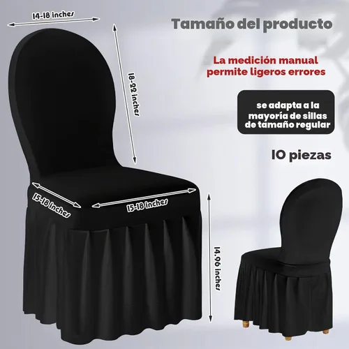 Vista 2 de Oudain Fundas protectoras para sillas con falda, de elastano elástico, largas, ajustables, removibles y lavables para sillas de comedor, para Negro