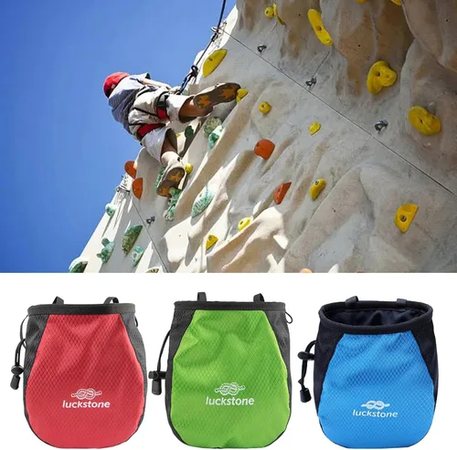 Vista 3 de Bolsa de tiza para escalada en roca, bolsa de tiza ajustable con cordón, bolsa de tiza Bouldering, cubo para escalada en roca, levantamiento