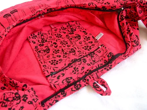 Vista 2 de Bolsa de hombro algodón elefante original impresión Sling Bag Bolso Cruz Cuerpo Messenger bolso Hippie Hobo Color Rose Rosa Envío Gratuito