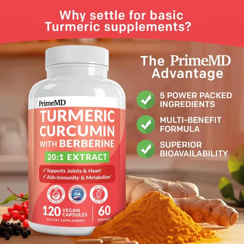 Vista 7 de Suplemento orgánico de cúrcuma y curcumina 5 en 1 (4210 mg) con berberina, canela de Ceilán, BioPerine y suplementos de jengibre para el apoyo
