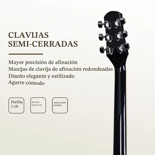 Vista 5 de Guitarra acústica de concierto WINZZ AF227A de 39 pulgadas con kit completo, Powerful Eagle