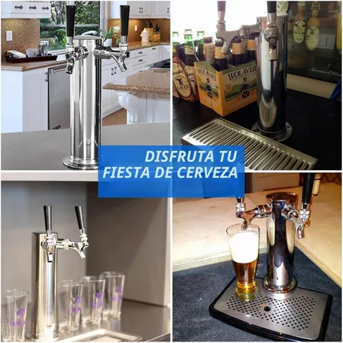 Vista 7 de MRbrew Torre de cerveza de doble grifo, torre Kegerator SS de 3 pulgadas y grifo de cierre automático de núcleo inoxidable, torre de barril