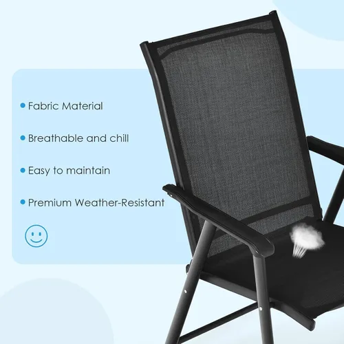 Vista 5 de Giantex Juego de 2 sillas plegables para patio, sillas de comedor portátiles al aire libre con reposabrazos para porche, camping, piscina, playa