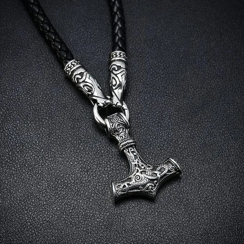 Vista 3 de BAVIPOWER Collar de cadena vikingo Fenrir con cabeza de lobo para hombres y mujeres, de acero inoxidable 316L, escandinavo escandinavo, auténtico