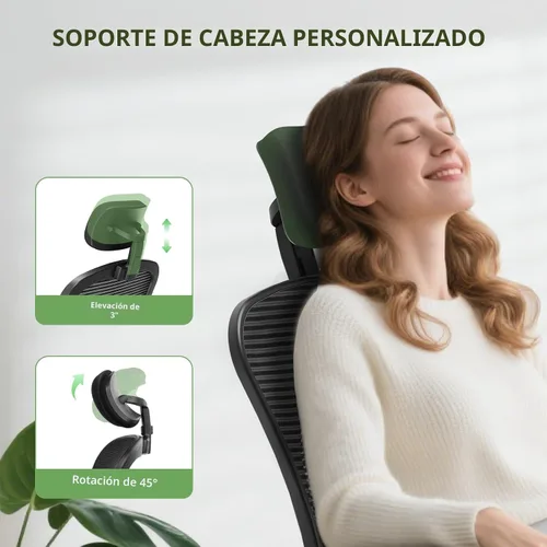 Vista 5 de Silla de oficina ergonómica, capacidad de 330 libras, silla de computadora con respaldo alto para largas horas, cómoda, silla ejecutiva giratoria