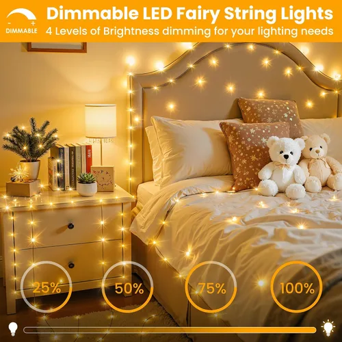 Vista 2 de Larkvue - Tira de luces de 344 pies con 1050 LEDs y control remoto, luces de hadas regulables con 8 modos, temporizador y función de memoria