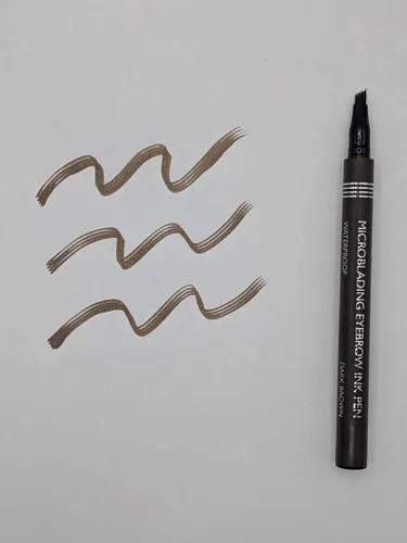Vista 5 de IRIS.BELLE 2 bolígrafos de tinta para cejas impermeables con microblade, 4 líneas, aspecto natural (negro y marrón oscuro)