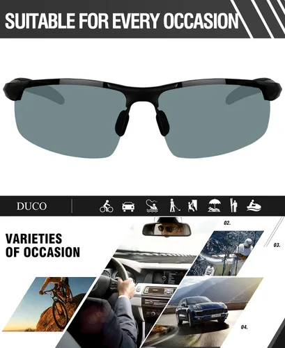 Vista 5 de Duco - Gafas de sol deportivas polarizadas para hombre con protección UV 8177s