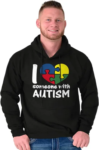 Vista 4 de Brisco Brands I Love Someone with Autism Puzzle Sudadera con capucha para mujeres y hombres