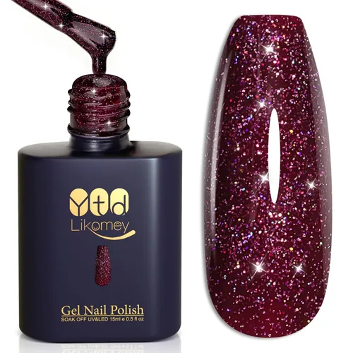 Vista 38 de YTD Likomey - Juego de esmaltes de uñas de gel de ojo de gato, 8 colores con purpurina magnética de cristal, borgoña, rojo, negro, verde, ciruela