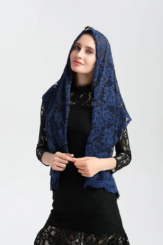 Vista 5 de Leimandy Velo rectangular para mujer, velo de capilla larga, velo de mantilla, velo de iglesia católica, velo ortodoxo V25