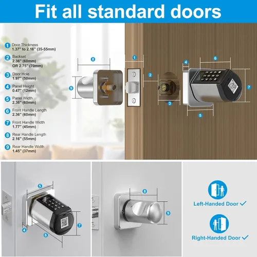 Vista 3 de WELOCK Cerradura Inteligente WiFi para Puerta, Perilla de Entrada sin Llave 5 en 1 con Seguridad de Bloqueo Automático, Control de Aplicación