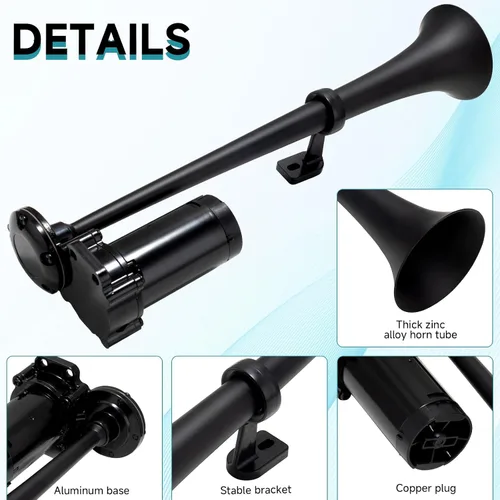 Vista 6 de Bocinas de aire para camión, kit de bocina de tren súper fuerte para vehículo de 12V/camión semi/coche/barco/jeep/furgoneta/motocicleta/SUV, bocina