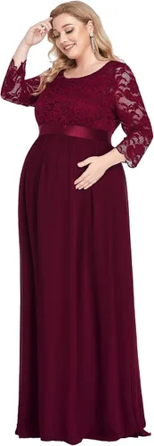 Vista 3 de Ever-Pretty Vestido de fiesta de maternidad de gasa con mangas para mujer, talla grande, 20797
