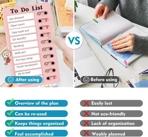 Vista 5 de Mis tareas para adultos, tabla de tareas para hacer lista de tareas lista de verificación, tabla de rutina deslizante para niños, tablero de tareas