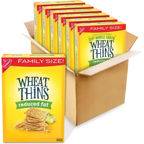 Vista 30 de Wheat Thins Galletas con un toque de sal, bajas en sodio, galletas integrales de trigo, paquetes a granel, 6 cajas de 8.5 onzas cada una Galletas