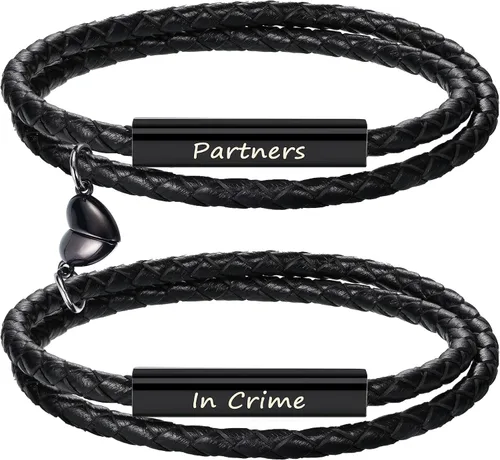 Vista 14 de Pulseras para parejas para mujeres, regalos para hombres, aniversario de boda, regalos de nacimiento para novio, novia, pulsera a juego, 2 piezas