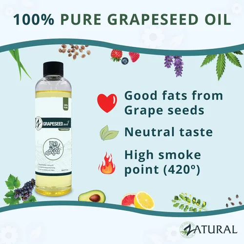 Vista 5 de 100 % aceite puro de semilla de uva, prensado en frío, virgen, sin diluir