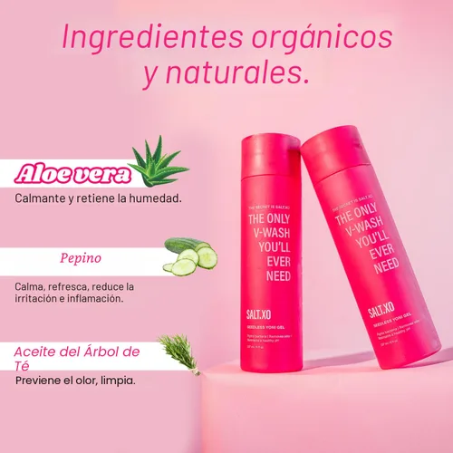 Vista 4 de salt.xo Gel de lavado Yoni sin semillas, Jabón femenino con pepino refrescante y aloe vera, Gel de cuidado íntimo orgánico para mujeres, pH Balance
