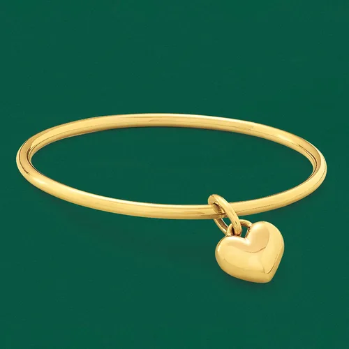 Vista 4 de Ross-Simons Italian Andiamo 14kt Yellow Gold Over Resin Heart Charm Bangle Bracelet