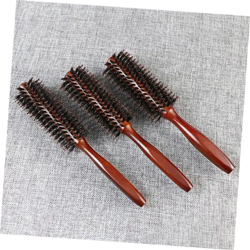 Vista 9 de FRCOLOR Cepillo de pelo redondo peine para las mujeres de sarga mango de madera de secado de pelo peinado herramienta de rizado color al azar