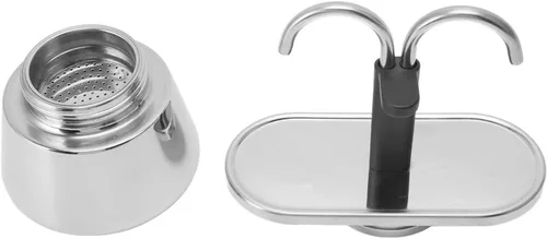 Vista 4 de 2 tazas 100ML olla doble acero inoxidable moca cafetera italiana DIY conducto cafetera
