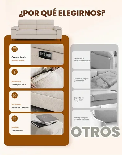 Vista 6 de Upvilla Sofás modernos de 88.97 pulgadas para sala de estar, sofá de asiento profundo con cojín de 8 pulgadas, cómodo sofá biplaza de felpilla de 2