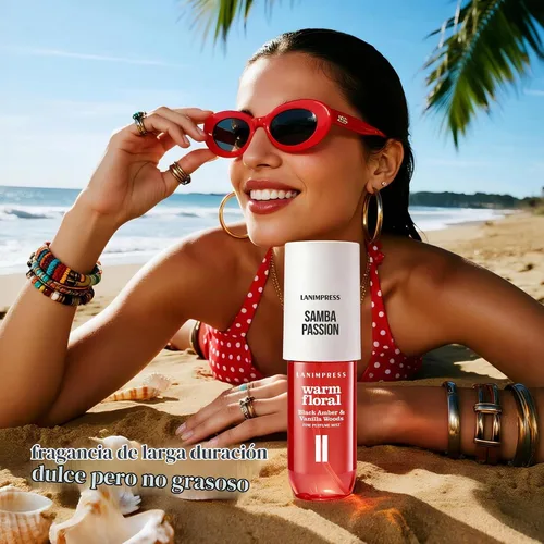 Vista 4 de Fragancia para el cabello y el cuerpo de 3 onzas líquidas, Eau de Parfum para mujer, aroma cálido, perfume n.º 2, aroma floral de fruta, con notas
