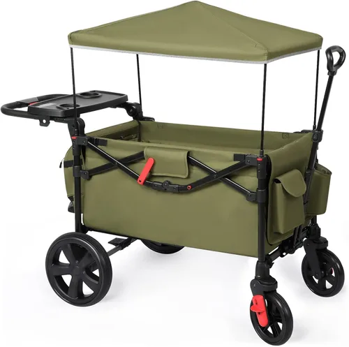 Vista 12 de EVER ADVANCED Vagón ultracompacto para 2 niños, vagón cochecito plegable de viaje de empujar y tirar con toldo desmontable, asas y arneses Negro