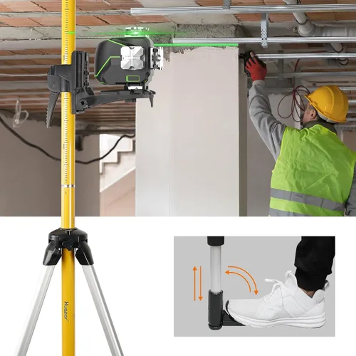 Vista 8 de Huepar Nivel láser S04CG 4D 360 autonivelante con poste de nivel láser profesional de 12 pies/3,7 M
