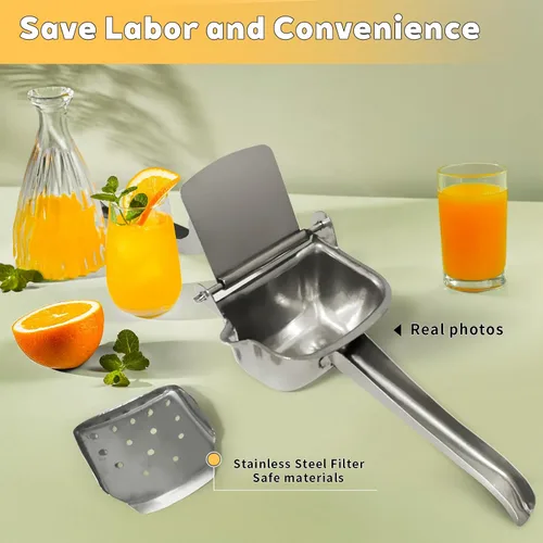 Vista 6 de Exprimidor manual de acero inoxidable, exprimidor de jugo de naranja, exprimidor de limón de acero inoxidable, exprimidor de jugo de naranja