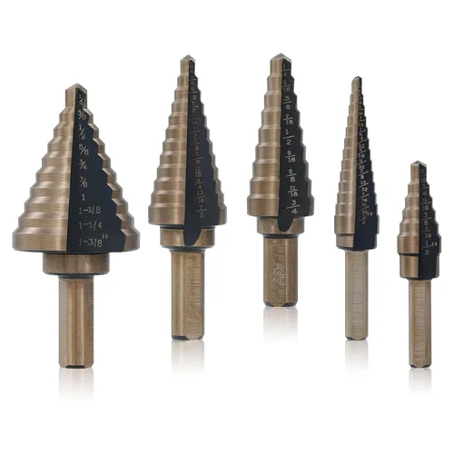 Vista 8 de ZELCAN Juego de Brocas Escalonadas, 5 Piezas de Brocas Escalonadas de Titanio HSS para Metal, 50 Tamaños en 5 Brocas Escalonadas Unibit de Acero