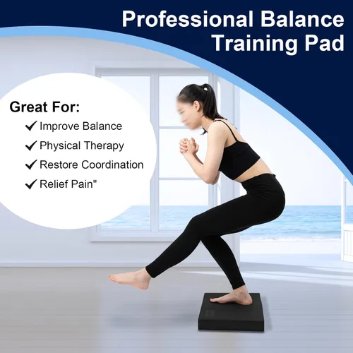 Vista 4 de StrongTek Almohadilla de equilibrio profesional de espuma para ejercicios, 15.8 x 13 x 2 pulgadas, rodillera de espuma TPE de alta densidad