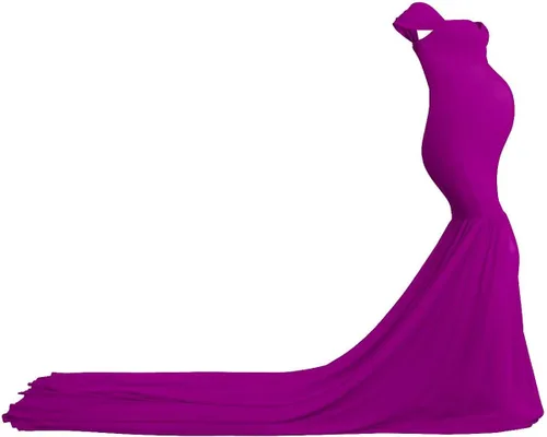 Vista 4 de Vestido de maternidad para mujer para fotografía sirena con hombros descubiertos ajustado de gasa con vuelo para baby shower maxivestido para fotos